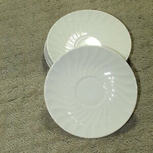 Set of 4 Gibson Houseware White Swirl 5 7/8 in Saucers